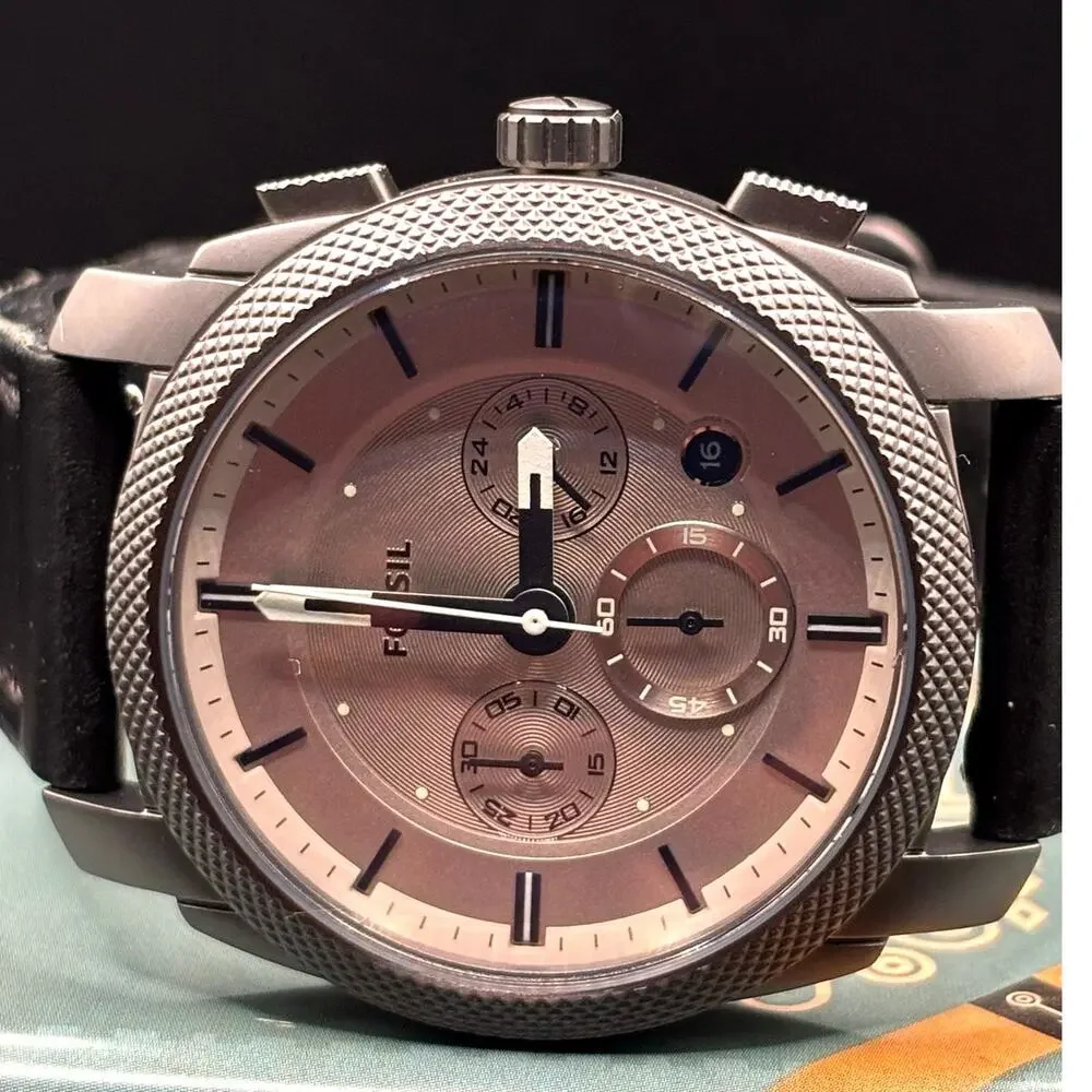 Fossil Machine FS5482 Chronograph 42mm Black Leather Men's Watch